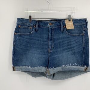 Madewell High rise denim shorts jean cut-off frayed hem Lemoyne woman new 18W